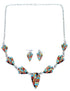 Sterling Silver Multicolor Link Necklace Earrings Jewelry Set RS34221